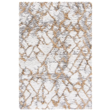 Safavieh Horizon Shag 800 Power Loomed Rectangle Area Rug; Ivory & Gold - 8 x 10 ft. HZN894D-8